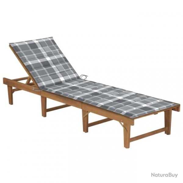 Transat chaise longue bain de soleil lit de jardin terrasse meuble d'extrieur pliable avec coussin