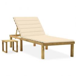 Transat chaise longue bain de soleil lit de jardin terrasse meuble d'extérieur avec table et coussi