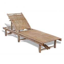 Transat chaise longue bain de soleil lit de jardin terrasse meuble d'extérieur bambou 02_0012698