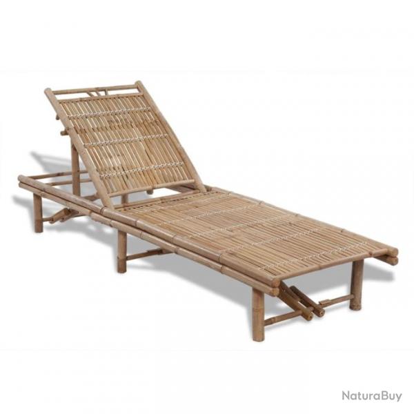 Transat chaise longue bain de soleil lit de jardin terrasse meuble d'extrieur bambou 02_0012698