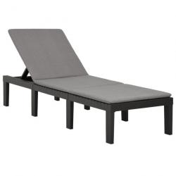Transat chaise longue bain de soleil lit de jardin terrasse meuble d'extérieur avec coussin plastiq