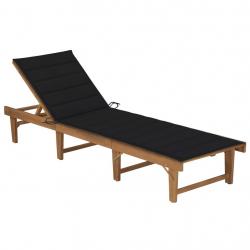 Transat chaise longue bain de soleil lit de jardin terrasse meuble d'extérieur pliable avec coussin