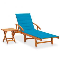 Transat chaise longue bain de soleil lit de jardin terrasse meuble d'extérieur avec table et coussi