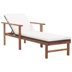 Transat chaise longue bain de soleil lit de jardin terrasse meuble d'extérieur et coussin résine tr