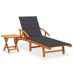 Transat chaise longue bain de soleil lit de jardin terrasse meuble d'extérieur avec table et coussi