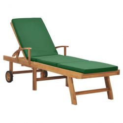 Transat chaise longue bain de soleil lit de jardin terrasse meuble d'extérieur avec coussin bois de