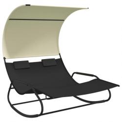 Transat chaise longue bain de soleil lit de jardin terrasse meuble d'extérieur double à bascule ave