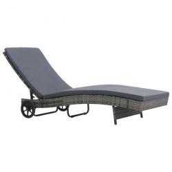 Transat chaise longue bain de soleil lit de jardin terrasse meuble d'extérieur avec roues et coussi