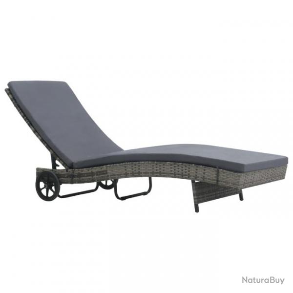 Transat chaise longue bain de soleil lit de jardin terrasse meuble d'extrieur avec roues et coussi