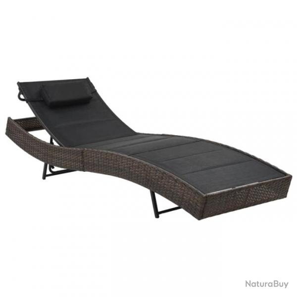 Transat chaise longue bain de soleil lit de jardin terrasse meuble d'extrieur rsine tresse et te