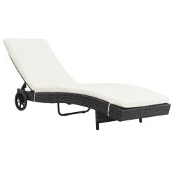 Transat chaise longue bain de soleil lit de jardin terrasse meuble d'extérieur avec roues et coussi