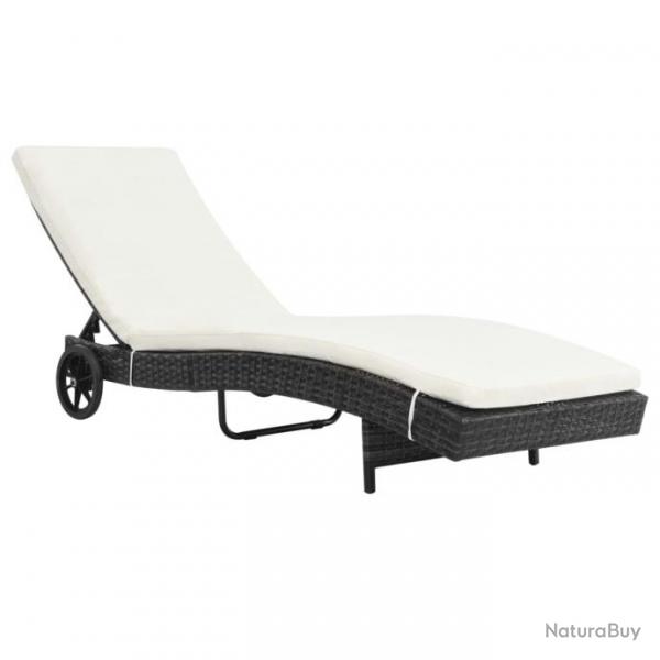 Transat chaise longue bain de soleil lit de jardin terrasse meuble d'extrieur avec roues et coussi