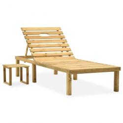 Transat chaise longue bain de soleil lit de jardin terrasse meuble d'extérieur avec table bois de p