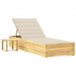 Transat chaise longue bain de soleil lit de jardin terrasse meuble d'extérieur avec table et coussi