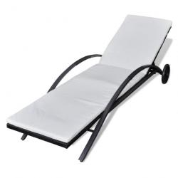 Transat chaise longue bain de soleil lit de jardin terrasse meuble d'extérieur avec coussin et roue