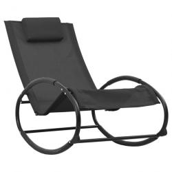 Transat chaise longue bain de soleil lit de jardin terrasse meuble d'extérieur avec oreiller acier