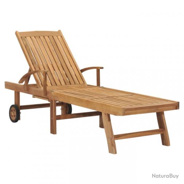 Transat chaise longue bain de soleil lit de jardin terrasse meuble d'extrieur bois de teck solide