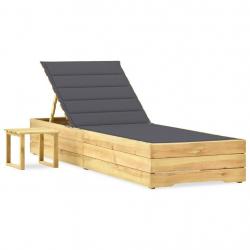 Transat chaise longue bain de soleil lit de jardin terrasse meuble d'extérieur avec table et coussi