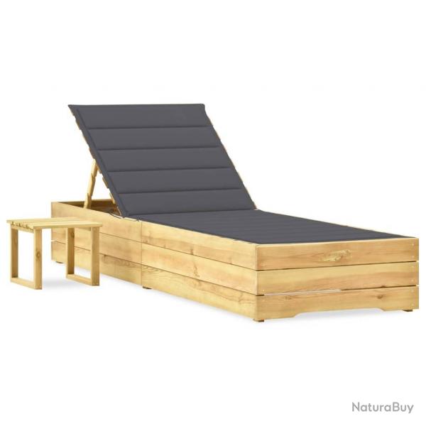 Transat chaise longue bain de soleil lit de jardin terrasse meuble d'extrieur avec table et coussi