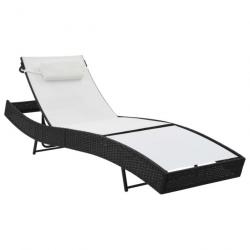 Transat chaise longue bain de soleil lit de jardin terrasse meuble d'extérieur avec oreiller résine