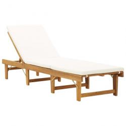 Transat chaise longue bain de soleil lit de jardin terrasse meuble d'extérieur pliante avec coussin
