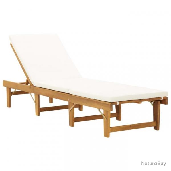 Transat chaise longue bain de soleil lit de jardin terrasse meuble d'extrieur pliante avec coussin