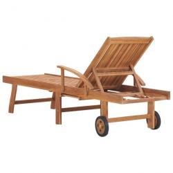 Transat chaise longue bain de soleil lit de jardin terrasse meuble d'extérieur avec coussin crème b