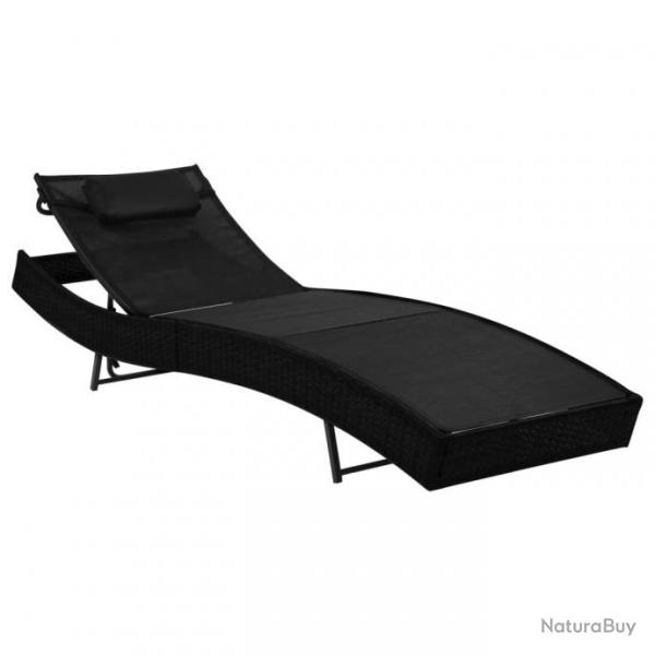 Transat chaise longue bain de soleil lit de jardin terrasse meuble d'extrieur avec oreiller rsine