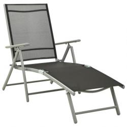 Transat chaise longue bain de soleil lit de jardin terrasse meuble d'extérieur pliable textilène et