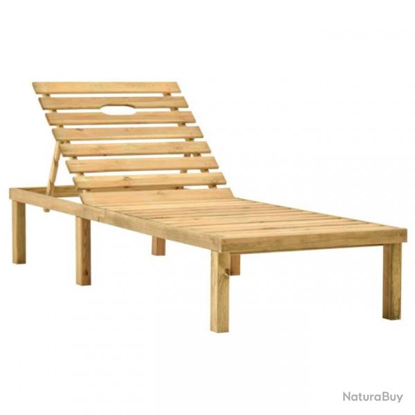 Transat chaise longue bain de soleil lit de jardin terrasse meuble d'extrieur bois de pin imprgn