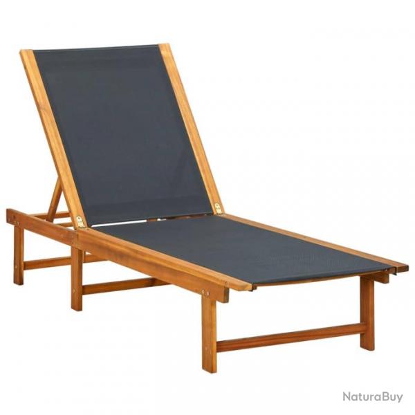 Transat chaise longue bain de soleil lit de jardin terrasse meuble d'extrieur bois d'acacia solide