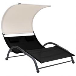 Transat chaise longue bain de soleil lit de jardin terrasse meuble d'extérieur double avec auvent t