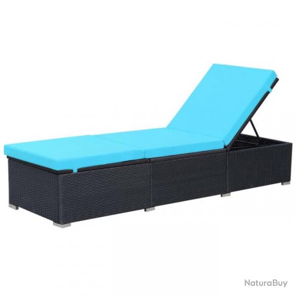 Transat chaise longue bain de soleil lit de jardin terrasse meuble d'extrieur avec coussin rsine