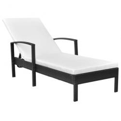 Transat chaise longue bain de soleil lit de jardin terrasse meuble d'extérieur avec coussin résine