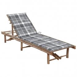 Transat chaise longue bain de soleil lit de jardin terrasse meuble d'extérieur avec coussin bambou