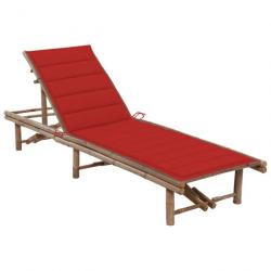 Transat chaise longue bain de soleil lit de jardin terrasse meuble d'extérieur avec coussin bambou