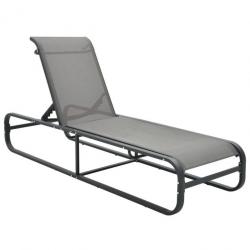 Transat chaise longue bain de soleil lit de jardin terrasse meuble d'extérieur aluminium et textilè
