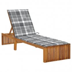 Transat chaise longue bain de soleil lit de jardin terrasse meuble d'extérieur avec coussin bois d'