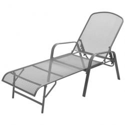 Transat chaise longue bain de soleil lit de jardin terrasse meuble d'extérieur acier anthracite 02_
