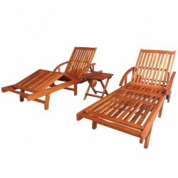 Lot de 2 transats chaise longue bain de soleil lit de jardin terrasse meuble d'extérieur avec table