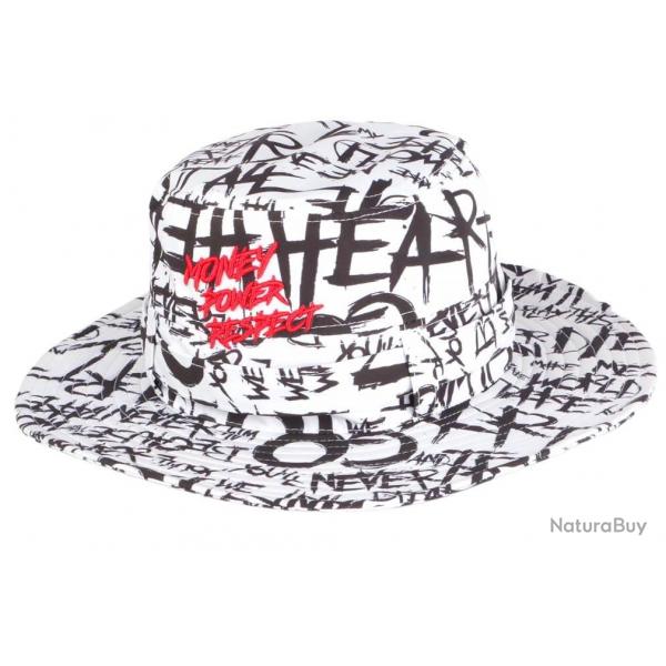 Grand Bob Blanc et Noir Fashion Streetwear Money Power avec Ficelle Taille unique Blanc