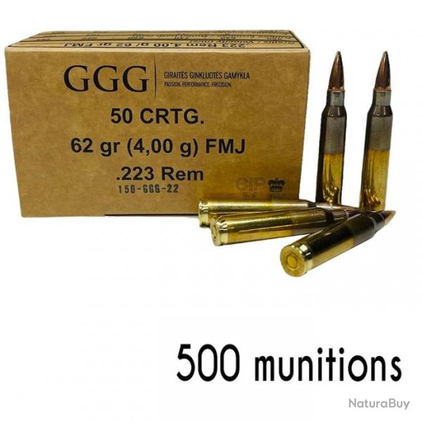 500 Cartouches GGG .223 Rem. FMJ 62 grains 