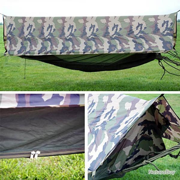 Hamac abris avec toit et moustiquaire (Couleur Camouflage Franais)