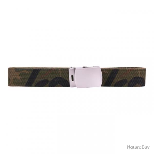 Ceinture toile 30mm avec boucle chrome (Couleur Camouflage Woodland)