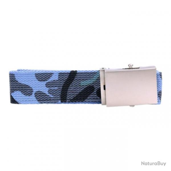 Ceinture toile 30mm avec boucle chrome (Couleur Camouflage Bleu ciel)