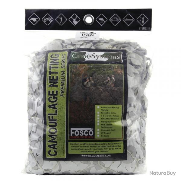 Filet feuillage camouflage avec cordage 6m x 1,8m (Couleur Camouflage Snow)