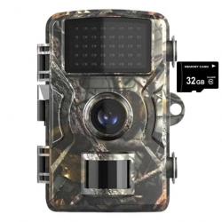 Caméra de chasse Infrarouge, détecteur de mouvements, 1080P HD, carte 32Gb, Etanche Vision nocturne