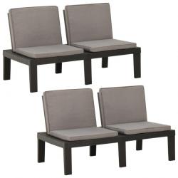 Banc de jardin meuble de patio d'extérieur terrasses de salon de jardin avec coussins 2 pcs plastiq