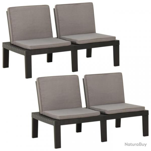 Banc de jardin meuble de patio d'extrieur terrasses de salon de jardin avec coussins 2 pcs plastiq