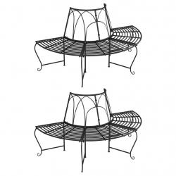 Banc de jardin meuble de patio d'extérieur terrasse demi-circulaire tour d'arbre 2 pièces diamètre1